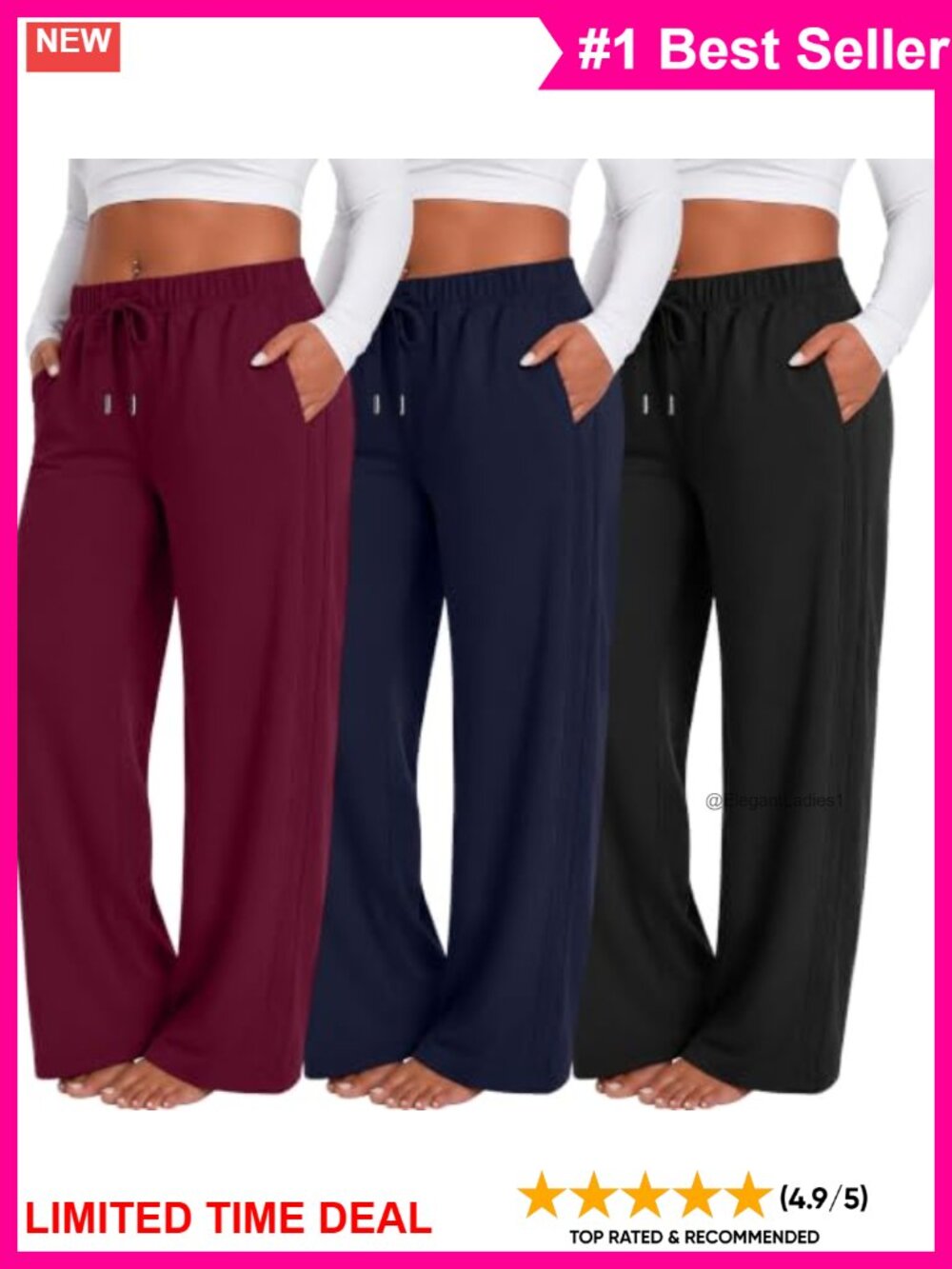 Plus Size Wide Leg Yoga Sweatpants Pull On Lounge Pants Pockets